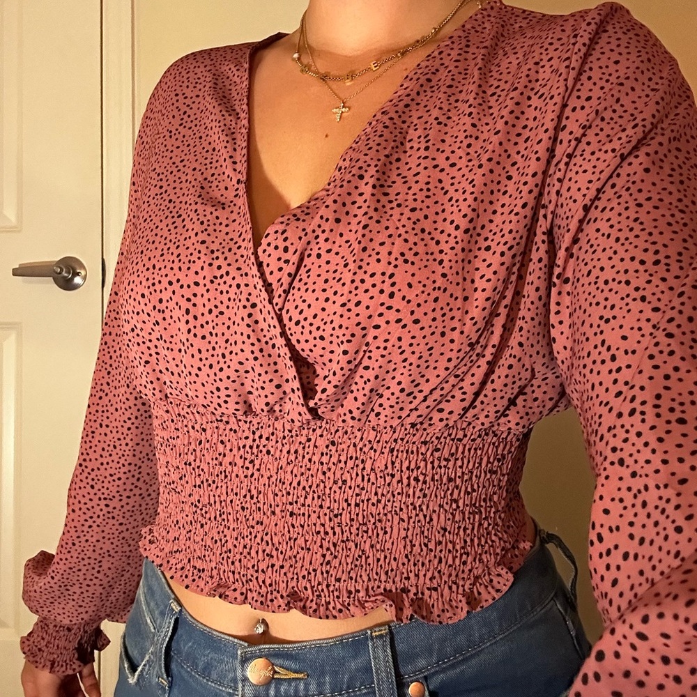 Spotted Cinched Blouse